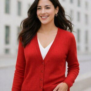 J. Crew Alpaca Wool Blend Button Cardigan Sweater Women’s Medium Red